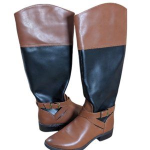 Women's Circus by Sam Edelman Parker Riding Boot in Black & Saddle Brown - 8.5